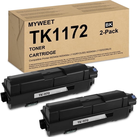 TK1172 ( 2 Pack Black) Toner Cartridge High Yield Compatible for Kyocera TK-1172 1172 Toner Cartridges for Kyocera M2540d M2540dw M2040dn Printers