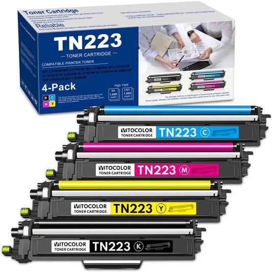 TN223 4 Pack Toner Cartridge High Yield Compatible for Brother MFC-L3770CDW Printer, Black Cyan Magenta Yellow