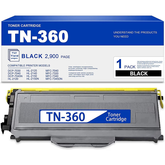 (1-Black) TN360 TN-360 Toner Cartridge Compatible Replacement for Brother DCP-7030 7040 HL-2120 2140 MFC-7040 Printers
