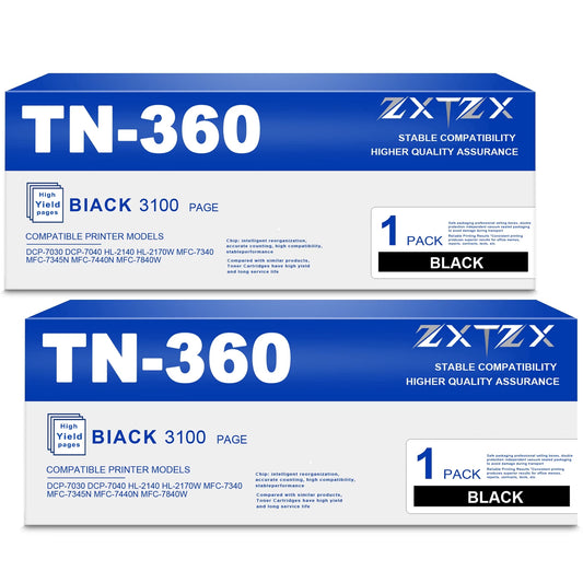 TN360 Toner for Brother TN360 TN330 Toner Cartridge Printer DCP-70302 HL-2140 MFC-7345N 2 Pack