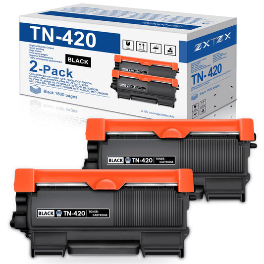 TN420 Toner Cartridge Compatible for Brother TN420 Black Toner Cartridges 2 Pack