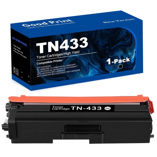 TN433 High Yield Toner Cartridge 1 Pack Black Compatible for Brother TN-433 MFC-L8610CDW Printer