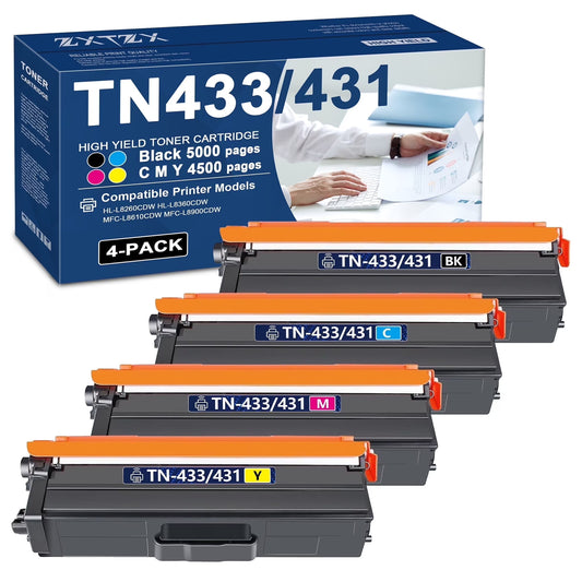 TN433 Toner for Brother TN433 TN431 Toner Cartridges Printer (Black Cyan Magenta Yellow)