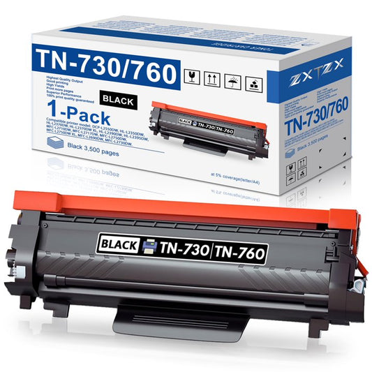 TN760 Toner TN730/760 Toner Cartridge Compatible for Brother TN760 TN730 Toner MFC-L2710DW L2750DW HL-L2370DW L2395DW DCP-L2550DW Printer TN760/730 1-Pack