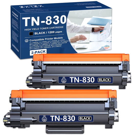TN830 Toner Cartridges Compatible for Brother TN830 Toner cartridge For HL-L2480DW MFC-L2807DW MFC-L900DW MFC-L2820DWXL DCP-L2640DW Printer (2 Pack)