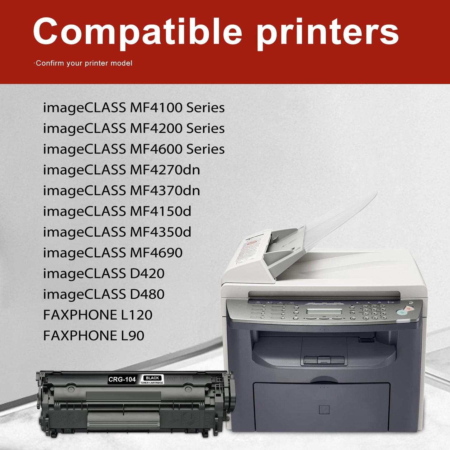 104 Black Toner Cartridge Replacement for Canon MF4270dn MF4350d MF4690 Printer(1 Pack)