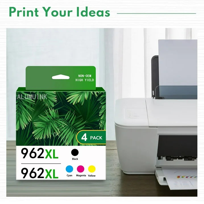 962XL High Yield 4 Pack Ink Cartridge Compatible for HP OfficeJet 9019e 9020e 9022e 9025e 9028e Printer (1Black + 1Cyan + 1Magenta + 1Yellow)