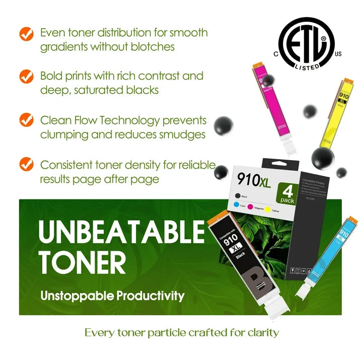 910XL 910 XL Cartridges 910XL Ink Combo Pack Compatible for HP 910 Ink Cartridges For HP Printer Ink 910XL (4 Pack)