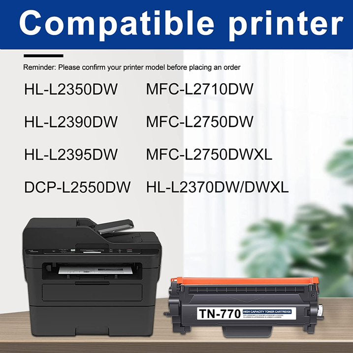 TN770 Toner Cartridge Replacement for Brother TN-770 Toner Compatible for MFC-L2750DW Printer.