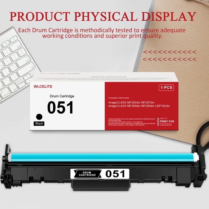 051 Drum Unit Replacement for Canon 051 Drum for LBP162dw MF264dw Printer（1-Pack）