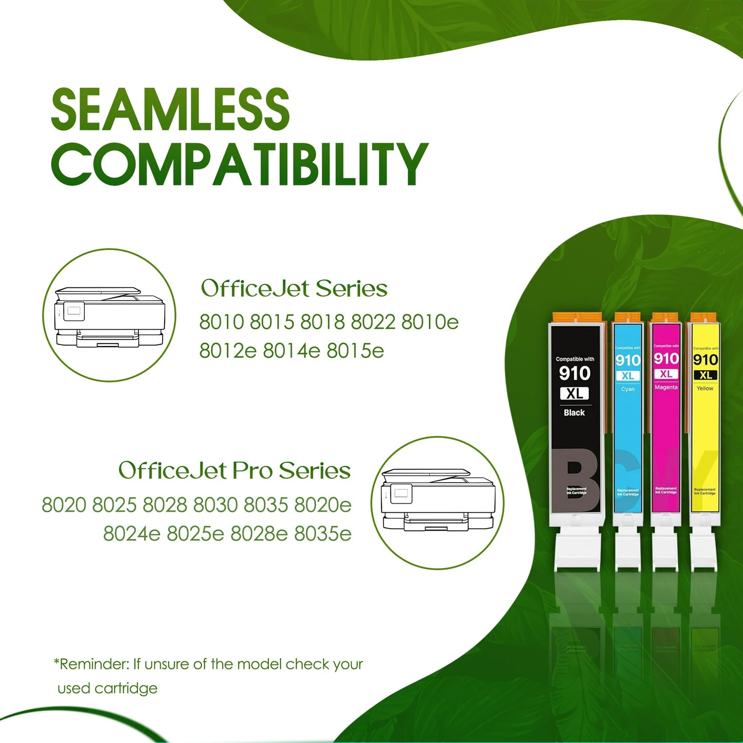 910XL 910 XL Cartridges 910XL Ink Combo Pack Compatible for HP 910 Ink Cartridges For HP Printer Ink 910XL (4 Pack)