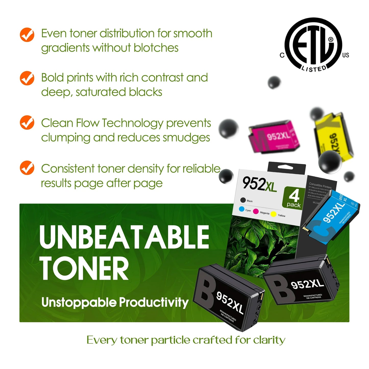 952 XL Ink Cartridge Compatible for HP 952 Combo Ink Cartridges for Office Jet Pro 8720 8710 Printer