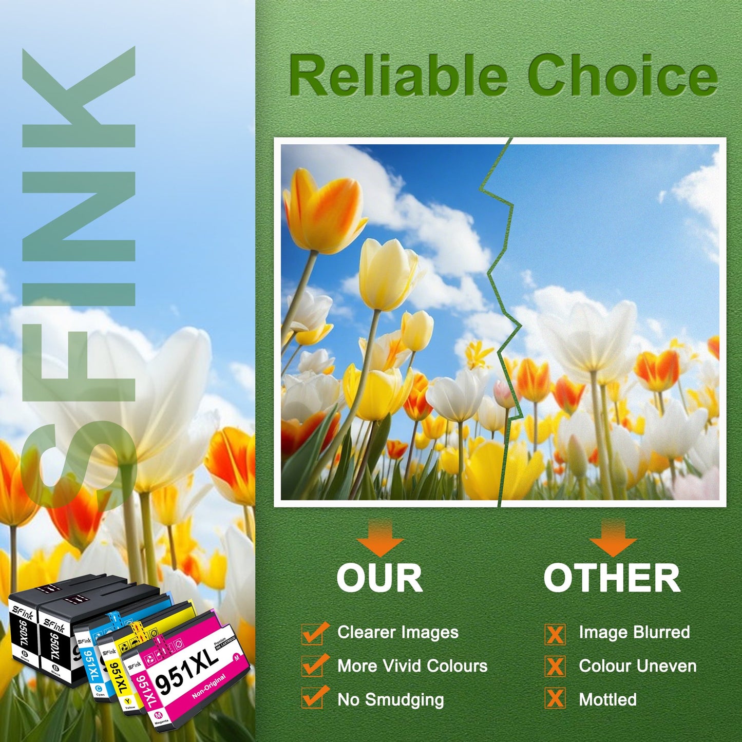 950XL 951XL Ink Cartridge 4-Pack Compatible for HP 950XL 951XL Ink Cartridges for OfficeJet Pro 8100 8600 8610 8620 8630 8640 8615 8625 8660 251dw 271dw 276dw Printers( Black Cyan Magenta Yellow)