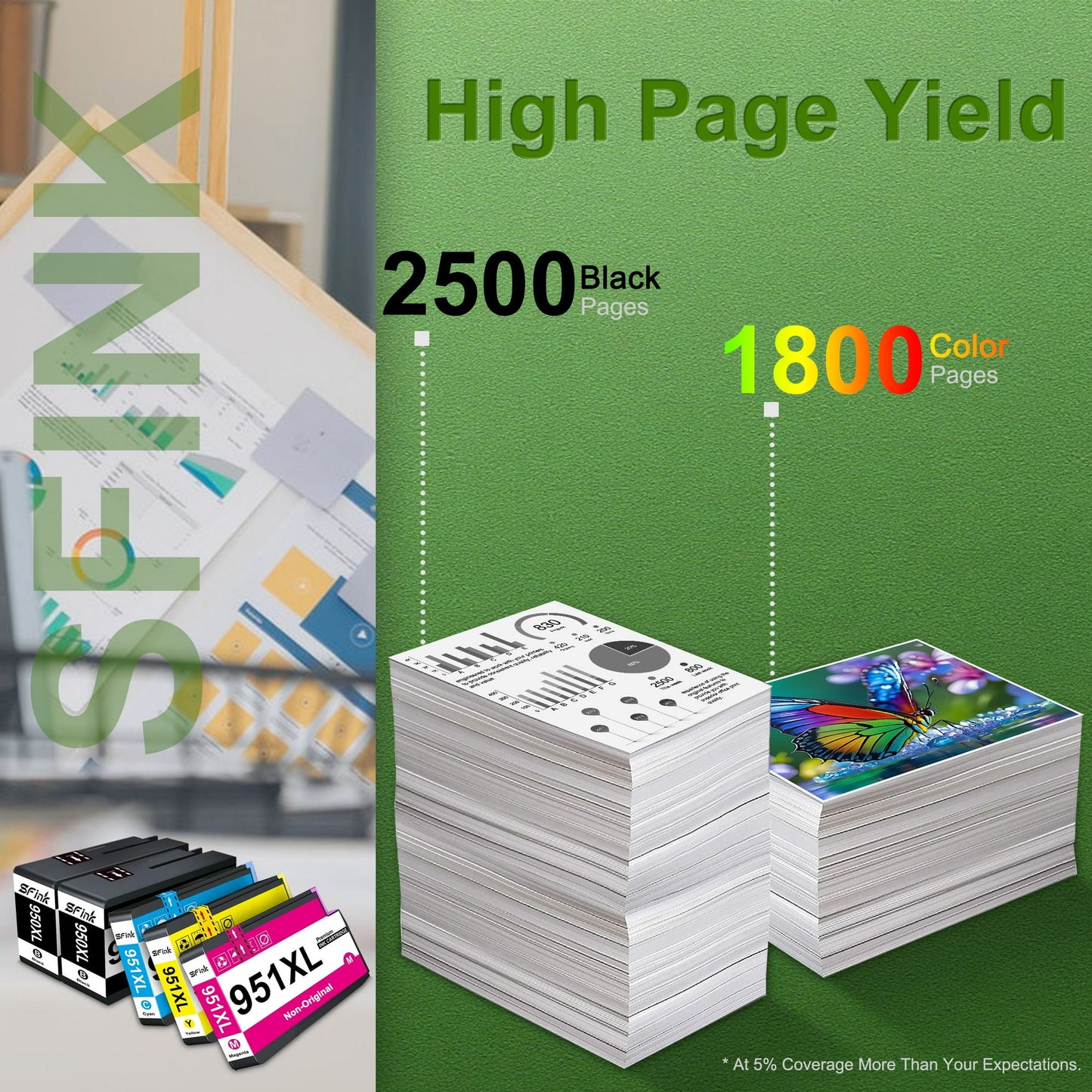 950XL 951XL Ink Cartridge 4-Pack Compatible for HP 950XL 951XL Ink Cartridges for OfficeJet Pro 8100 8600 8610 8620 8630 8640 8615 8625 8660 251dw 271dw 276dw Printers( Black Cyan Magenta Yellow)