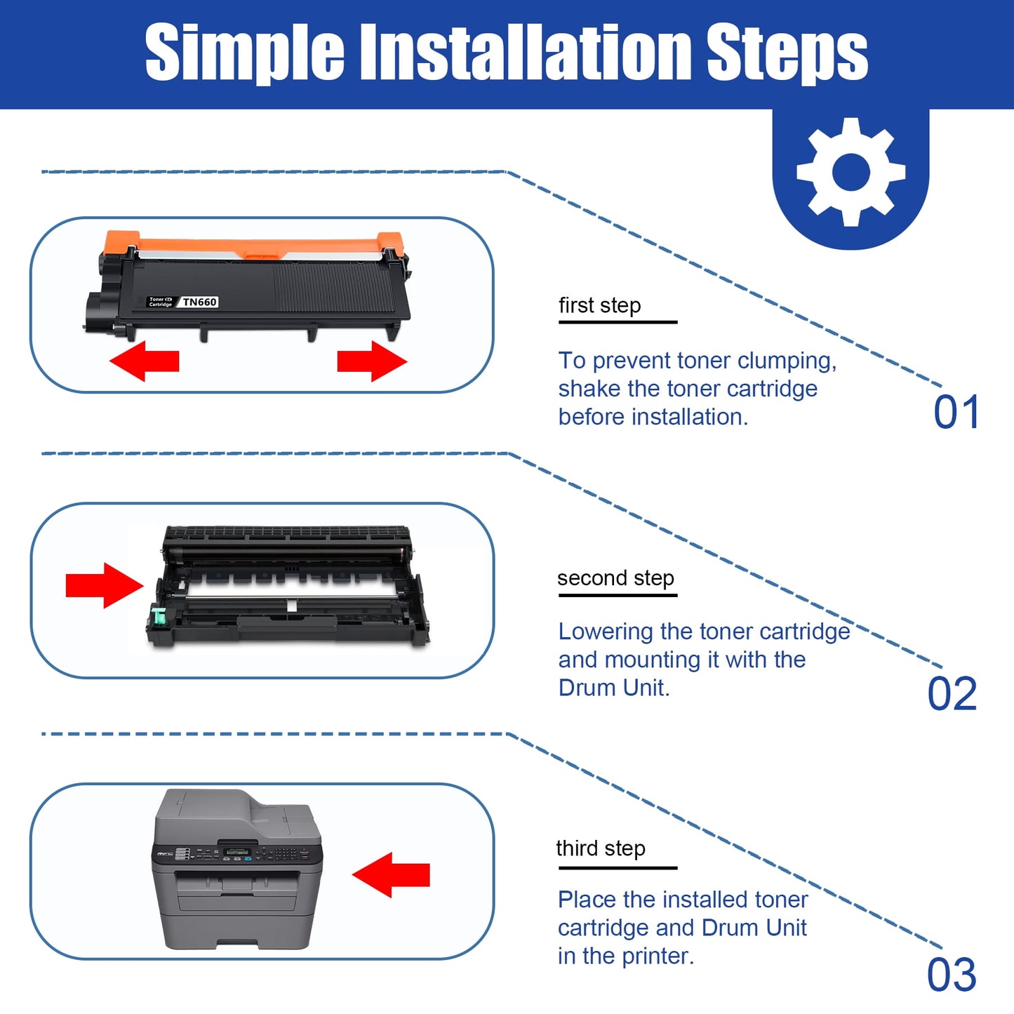 TN660 TN 630 DR630 Toner Cartridge Drum Unit Compatible for Brother TN 660 TN-630 DR630 Use for MFC-L2700DW MFC-L2740DW HL-L2380DW HL-L2340DW HL-L2360DW (2 Pack Black)