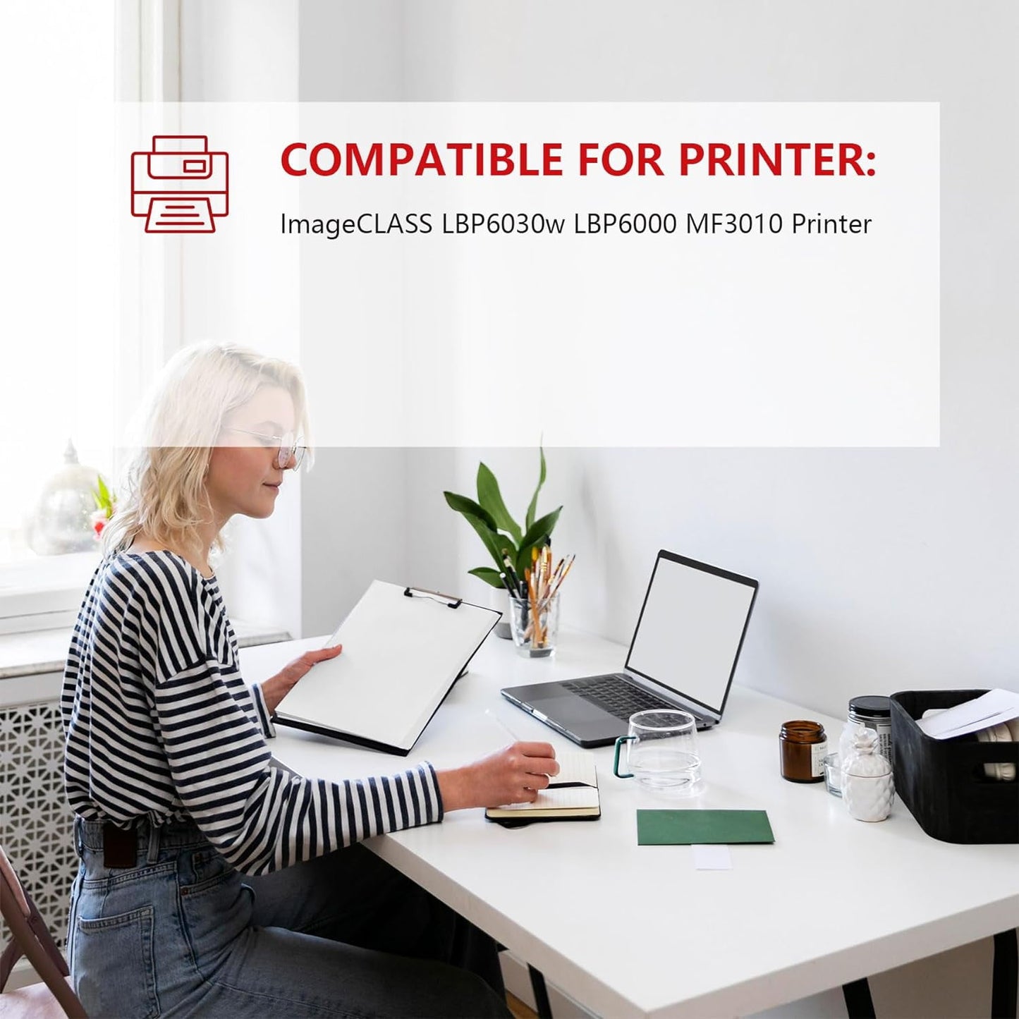 125 Toner Cartridge 1 Black 125 Toner Replacement for Canon 125 ImageCLASS LBP6030w LBP6000 MF3010 Printer