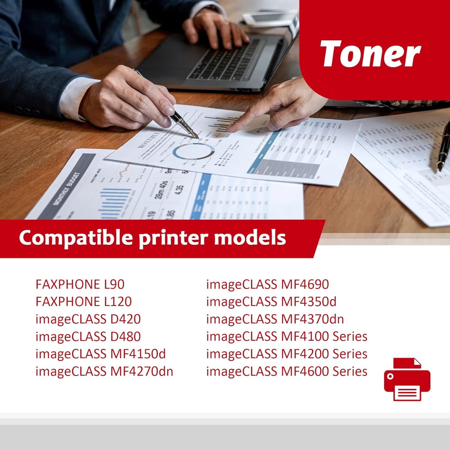 104 Black Toner Cartridge (2-Pack) CRG-104 Toner Replacement for Canon 104 Toner for imageCLASS D420 D480 MF4150d MF4270dn MF4370dn FAXPHONE L120 L90 Printer, 0263B001