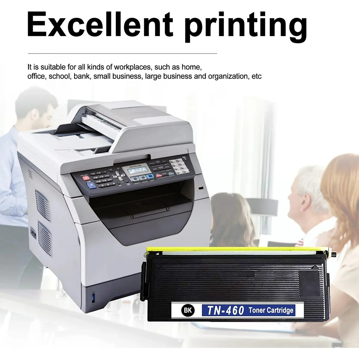 Compatible TN460 TN-460 Toner Cartridge Replacement for Brother DCP-1200 1400 HL-1440 1450 1435 1270N 1240 MFC-8300 8500 P2500 IntelliFax-4100e 4750e 4100 5750 Printer (Black,1-Pack)