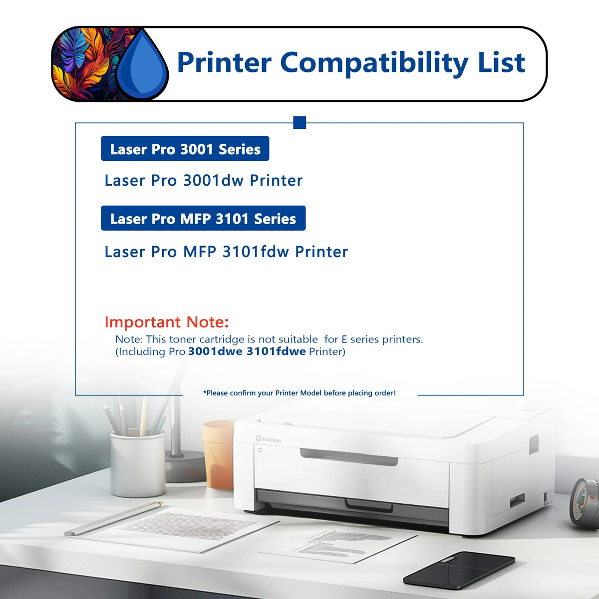 138X Toner Cartridge 1 Pack Compatible for 138X W1380X Black Toner Cartridges for Laser Pro 3001, MFP 3101 Series Printers
