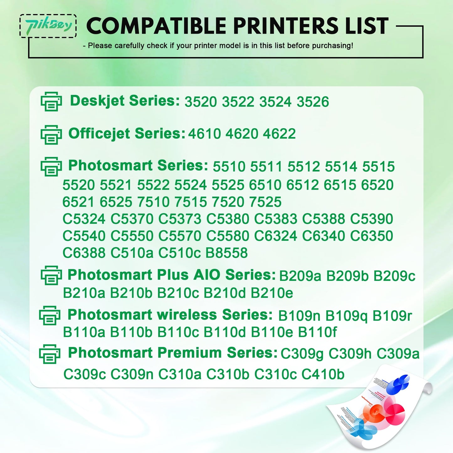 564XL Ink Cartridges 5-Pack (2Black/1Cyan/1Magenta/1Yellow) Compatible for HP 564 Ink Cartridges Work with DeskJet 3520 OfficeJet 4622 Printers